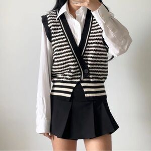 Striped double breasted sweater vest